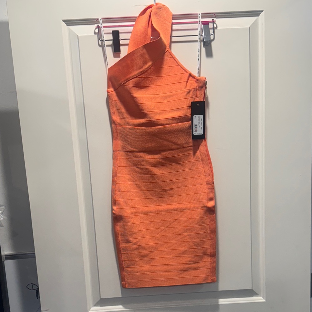 Marciano Women’s Luisa Bandage Coral Dress – Size XS, New with Tags